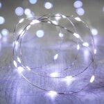 Ershi - guirlande lumineuse  piles avec 50 micro led blanches sur cble argent[1445]
