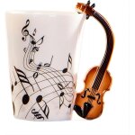 Ershi - tasse en cramique de 250 ml avec poigne - style violon - guitare - pour caf, th, lait - cadeau ...