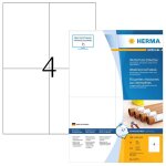 Etiquettes herma r�sistantes aux intemp�ries, en papier sp�cial, 105 x 148 mm, blanc, impr�gn�, auto ...