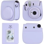 Etui pour appareil photo compatible avec fujifilm instax mini 12, sac de transport en cuir pu avec 64 ...