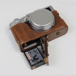 - etui en cuir pu de luxe pour appareil photo fuji x100v, coque de protection demi - couverture avec ...