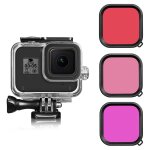 Etui en silicone pour gopro hero 8, accessoires de cam�ra, bo�tier �tanche en verre tremp�, protecteur ...