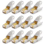 Euop - 12x prise rseau cat 7 rj45 sans outil blinde 10 gbit / s 600 mhz prise rseau pour cbles de ...