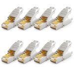 Euop - 8x prise rseau cat 7 rj45 sans outil blinde 10 gbit / s 600 mhz prise rseau pour cbles de ...