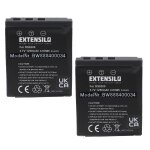 Extensilo 2x batteries compatible avec acer cr - 8530, cp - 8531 appareil photo (1250mah, 3, 7v, li - ...