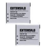 Extensilo 2x batterie remplacement pour casio np - 120dba, np - 120 pour appareil photo (630mah, 3, 7v, ...
