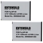 Extensilo 2x batterie compatible avec magnex dc - 5300 appareil photo (1300mah, 3, 7v, li - ion)