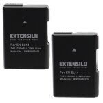 Extensilo 2x batteries compatible avec nikon d3100, d3100 dslr, d3200 appareil photo, reflex numrique ...