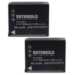 Extensilo 2x batteries compatible avec panasonic lumix dmc - tz3, dmc - tz4, dmc - tz5, dmc - tz50 appareil ...