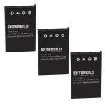 Extensilo 3x batteries compatible avec klicktel navigator k5, k400, k410 appareil gps de navigation (1300mah, ...