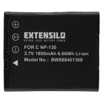 Extensilo batterie remplacement pour casio np - 130 pour appareil photo (1800mah, 3, 7v, li - ion)