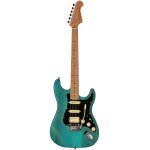 Fazley outlaw series sheriff plus hss blue guitare electrique avec housse
