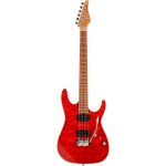 Fazley sunrise series seawave transparent red guitare electrique avec housse deluxe