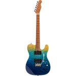 Fazley sunrise series tide blue ocean fade guitare electrique avec housse deluxe
