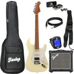 Fazley sunset series dawn hss olympic white pack d�butant guitare electrique