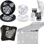 Few - lot de 20 fournitures de fte disco des annes 70 comprenant assiettes, serviettes, tasses, pailles, ...