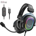 Fifine ? couteurs de jeu dynamiques rgb, oreillettes avec micro, son surround 7. 1, pour pc, ps4, ps5, ...