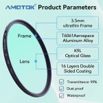 Filtre uv ultra fin de 77 mm pour appareil photo, 16 couches multicouches hd / imperm�able / r�sistant ...