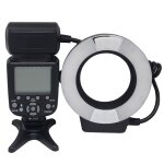 Flash annulaire macro ttl + bague d'adaptation en métal, noir Flash annulaire macro ttl + bague d'adaptation en métal, noir