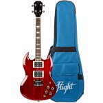 Flight rock series pioneer cherry red ukulélé ténor electrique solid body avec housse Flight rock series pioneer cherry red ukulélé ténor electrique solid body avec housse