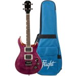 Flight rock series vanguard transparent purple ukul�l� t�nor electrique solid body avec housse