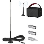 Fm radio antenna dab indoor telescopic with magnetic base, compatible with stereo receivers, radio tuners, ...