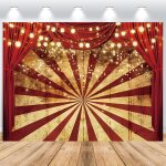 Fond de cirque 2. 2x1. 5 m fond photo de carnaval de cirque vintage rouge, fond bote photo vinyle pour ...