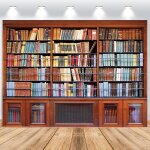 Fond d'tagre 1, 8 x 1, 2 m, bibliothque en bois vintage, tagre d'cole, fond de photographie en ...