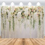 Fond de mur de fleurs 2. 5x1. 8 m fond photo de dentelle de mur de fleur verte blanche rose, fond boîte ... Fond de mur de fleurs 2. 5x1. 8 m fond photo de dentelle de mur de fleur verte blanche rose, fond boîte ...