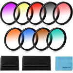 Gcf - 5252mm kit de filtres de couleur gradus 9 pices pour appareil photo reflex numrique canon, nikon, ...