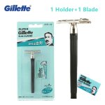 Gillette - rasoir de scurit super bleu pour hommes, porte - couteau, rasoir de scurit officiel et ...