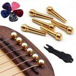 Goupilles de chevalet de guitare 6 pi�ces, chevilles d'extr�mit� en laiton c�ne fixe, avec extracteur ...