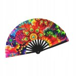Grand eventail pliable a main rave, effets fluorescents, style kung fu chinois d Grand eventail pliable a main rave, effets fluorescents, style kung fu chinois d