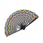 Grand eventail pliable a main rave a effets fluorescents, style kung fu chinois c