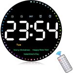 Grande horloge murale numrique led 10  avec tlcommande - rveil, date, jour, temprature, minuterie, ...