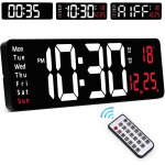 Grande horloge murale numérique avec télécommande, 16 horloge numérique avec réveil / date / température ... Grande horloge murale numérique avec télécommande, 16 horloge numérique avec réveil / date / température ...