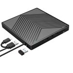 Graveur de cd - dvd externe, lecteur 8 en 1 avec 4 ports usb et 2 emplacements sd / tf pour ordinateur ...