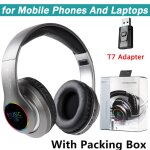 Gray t7 adapter casque sans fil bluetooth rvb, casque st�r�o hifi, casque antibruit de sport, prise en ...