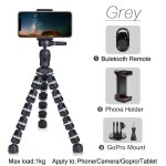 Tout gris - trpied pour tlphone avec support de tlphone portable gopro, mini trpied de bureau flexible ...