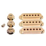 Guitares 6 trous simple bobinage couverture de micro et 1v2t bouton interrupteur embout lot de 3 or