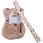 Guitare electrique inacheve, kit de bricolage, corps en tilleul, en ronce, manche et touche en bois ...
