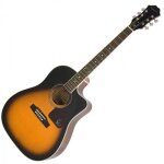 Guitare electro - acoustique folk epiphone aj - 220sce solid top vintage sunburst