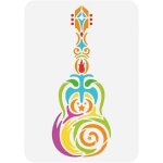 Guitare avec etoiles en spirale peinture grand pochoir 8, 3 x 11, 7  pet guitare crative pulvrisation ...