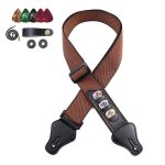 Guitare folk guitare electrique basse pure sangle en coton avec tte mdiator - kaki