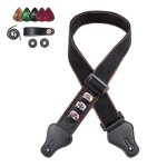 Guitare folk guitare electrique basse pure sangle en coton avec tte mdiator - noir