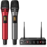 Guyh - micro karaoke sans fil, uhf microphone systèmes dynamique chant portable a main double avec récepteur ... Guyh - micro karaoke sans fil, uhf microphone systèmes dynamique chant portable a main double avec récepteur ...