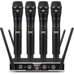 Guyh - systme microphone sans fil audio pro du4004 uhf 4 canaux rglables, lavalier micro sans fil, ...