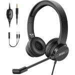 H12 casque micro pc avec bouton de muet, contrle du volume, idal pour runion, visioconfrence, tltravail, ...