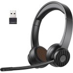 H16 casque bluetooth sans fil, casque pc avec micro antibruit et usb dongle + 55h d'autonomie, casque ...