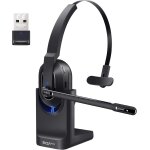 H5 casque bluetooth avec micro & dongle usb [45 heures de temps de lecture et porte de 10 m] casque ...